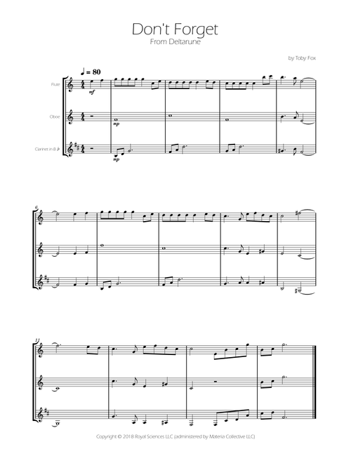 Don't Forget (Arr. Ygor Nunes Silva) - Toby Fox (Woodwind Ensemble)