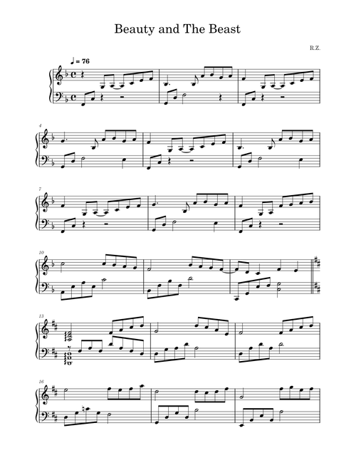 Beauty And The Beast – Piano SOLO - R.Z.