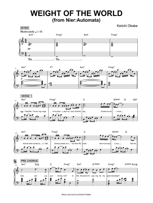 Weight of the World (from Nier:Automata) - Keiichi Okabe (Piano)