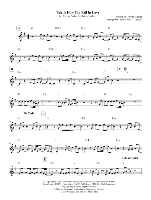 This Is How You Fall In Love (Arr. Marco Polo Ignacio) - Jeremy Zucker, Chelsea Cutler (Lead Sheet - Fake Book)