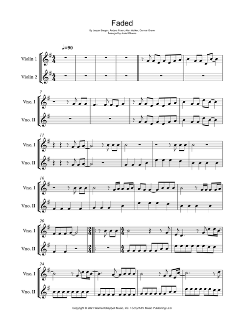 Faded (Arr. Josiel Oliveira) - Alan Walker (Violin Duet)
