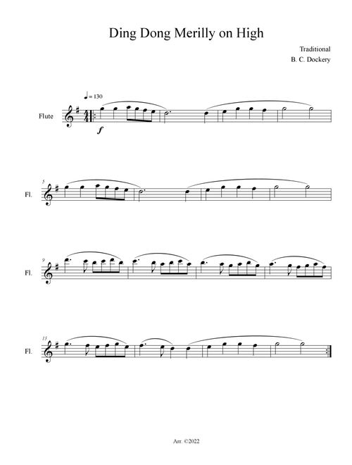 Ding Dong Merrily on High (Flute Solo) (Arr. B. C. Dockery) - Traditional (Flute Solo)