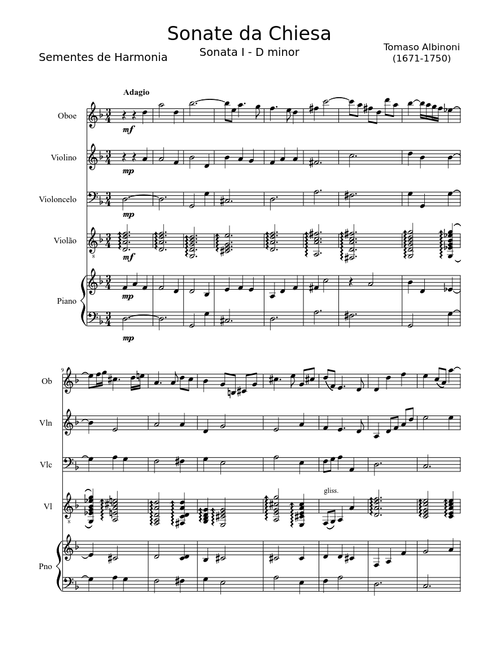 Sonate da Chiesa nº I, D minor - Albinoni, T.