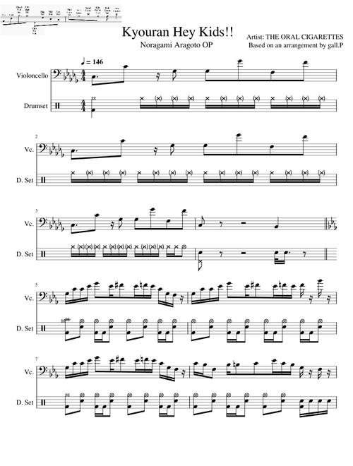 Kyouran Hey Kids!! (Noragami Aragoto OP) - Drum Tab