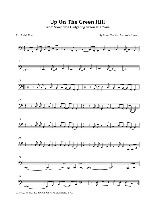 Up On The Green Hill From Sonic The Hedgehog Green Hill Zone (Arr. André Nusa) - Dreams Come True (Cello Solo)