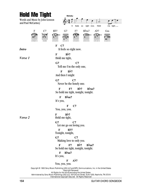 Hold Me Tight - The Beatles (Guitar Chords-Lyrics)