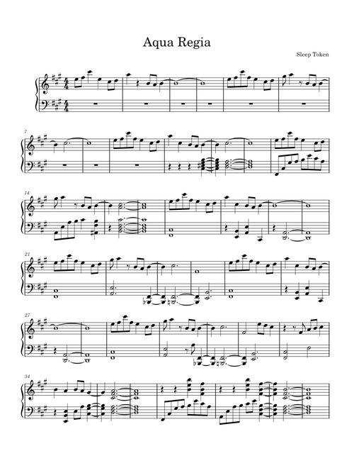 Aqua Regia – Sleep Token (Piano Accompaniment)