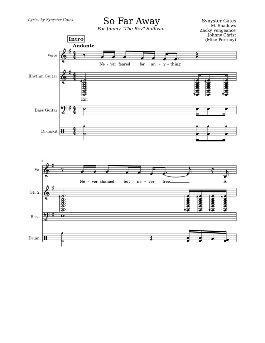 So far away – Avenged Sevenfold Sheet Music with Chords for Piano ...
