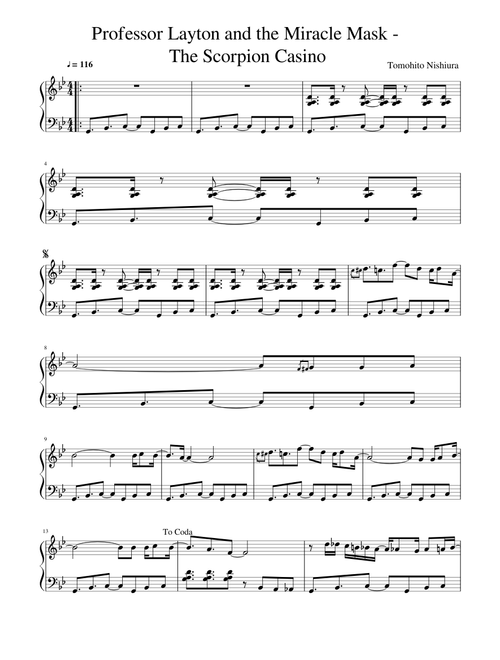 The Scorpion Casino - Professor Layton and the Miracle Mask for Piano
