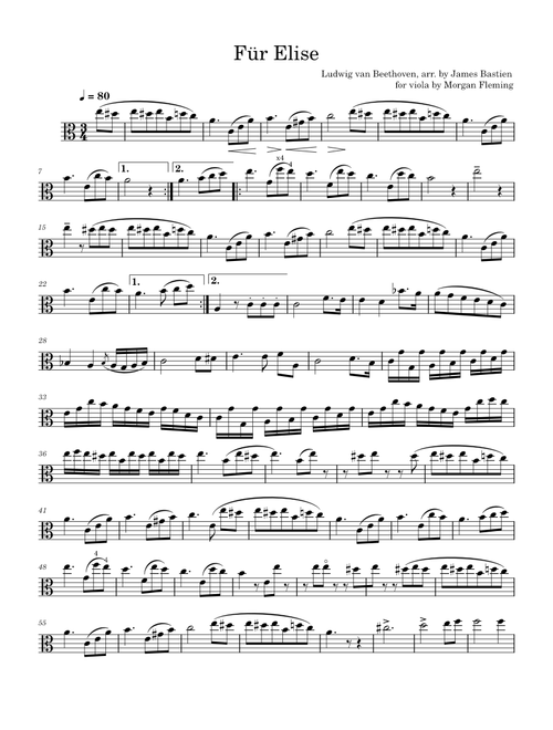 Für Elise, WoO 59 – Ludwig van Beethoven - Viola