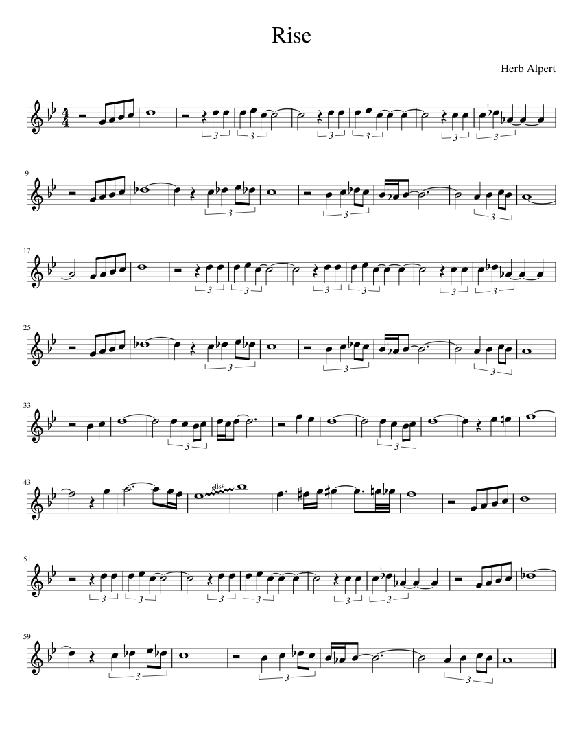 Rise herb alpert rise sheet music for trumpet in b flat solo