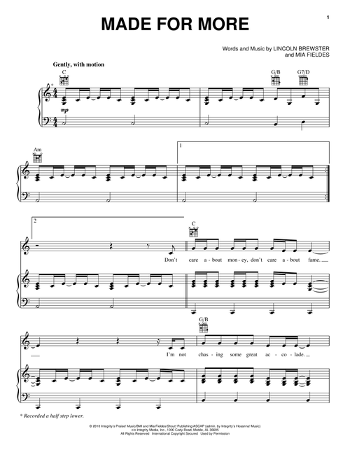 Made For More - Lincoln Brewster (Piano-Vocal-Guitar)