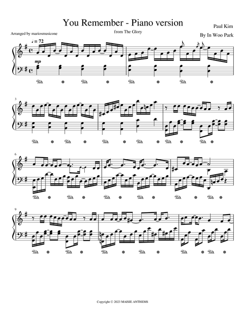 You Remember (Arr. mariosmusicone) - Paul Kim (Piano Solo)