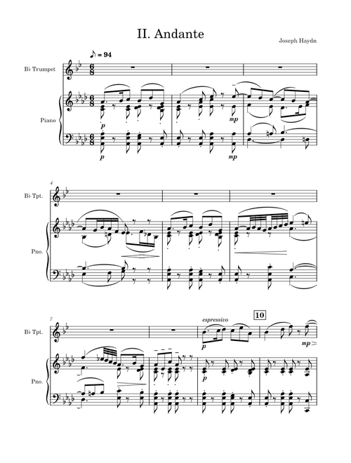 Trumpet Concerto in E-flat II. Andante  – Joseph Haydn