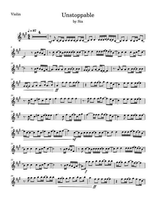 Unstoppable (Arr. Anya Alston) - Sia (Violin Solo)