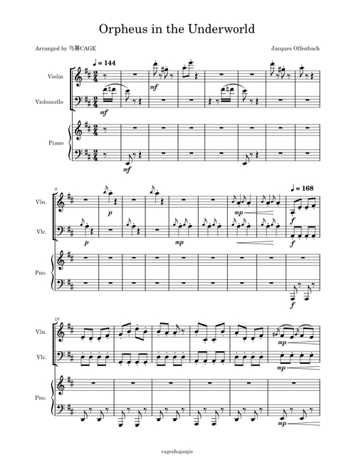 Orpheus in the underworld, Finale Can Can – Jacques Offenbach Orpheus in the underworld – Jacques Offenbach - Simple Piano Trio