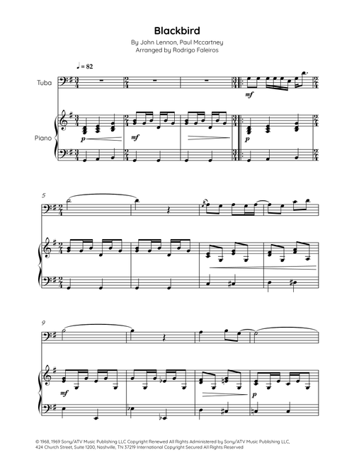 Blackbird (Arr. Rodrigo Faleiros) - The Beatles (Tuba and Piano)