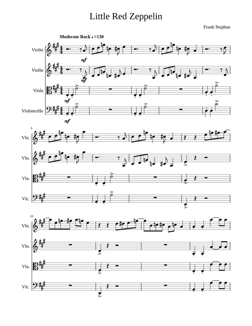 Little Red Zeppelin Sheet music for Violin, Viola, Strings synth (String Quartet)