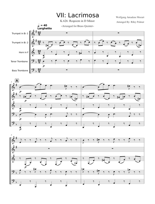 Lacrimosa for Brass Quintet