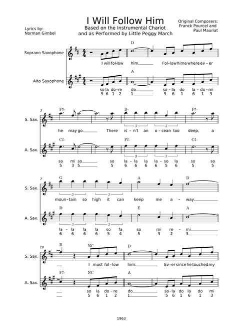 I will follow him – Little Peggy March (Sax Duet)