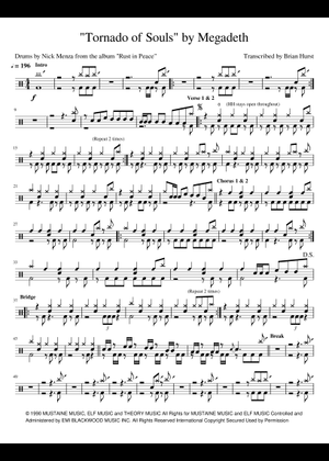 Tornado of souls (intro) – Megadeth Sheet Music for Guitar (Solo