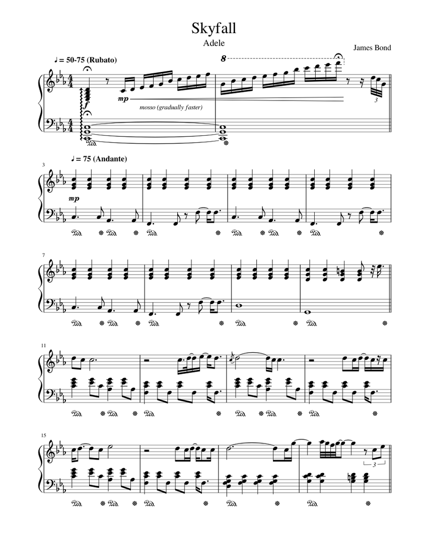 Adele Skyfall Sheet Music for Piano (Solo)