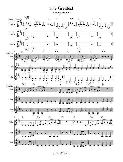 The Greatest - Sia - Violin Ensemble