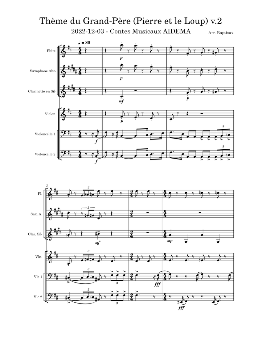 Peter and the Wolf, Op.67 Sergei Prokofiev Sheet music for Flute