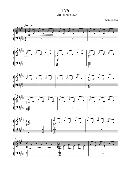 Tva (Arr. poon) - NATALIE HOLT (Piano Solo)