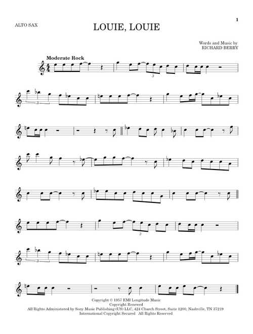 Louie, Louie - Kingsmen (Alto Sax Solo)