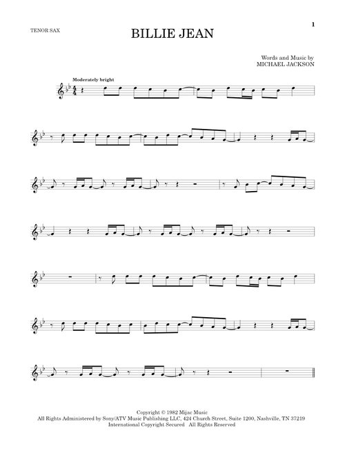 Billie Jean - Michael Jackson (Tenor Sax Solo)