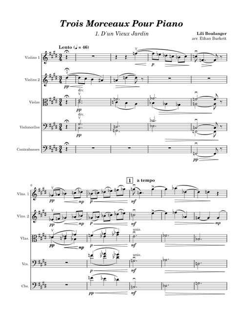 Trois Morceaux Pour Piano – Lili Boulanger | For String Orchestra