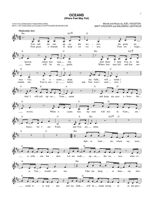 Oceans (Where Feet May Fail) - Hillsong United (Lead Sheet - Fake Book)