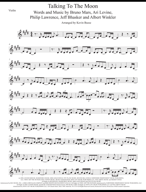 Talking To The Moon (Arr. Kevin Busse) - Bruno Mars (Violin Solo)