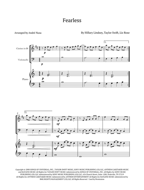 Fearless (Arr. André Nusa) - Taylor Swift (Small Ensemble)