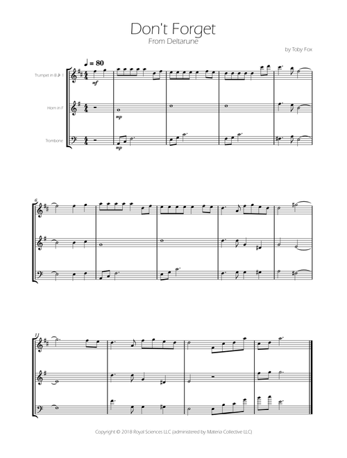 Don't Forget (Arr. Ygor Nunes Silva) - Toby Fox (Brass Ensemble)
