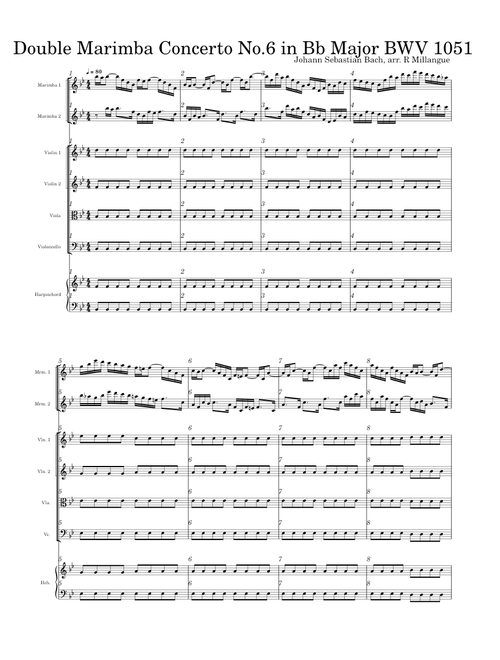 Double Marimba Concerto in Bb Major (based on Brandenburg Concerto 6 BWV1051)
