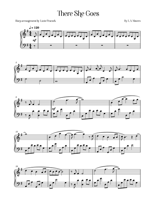 There She Goes (Arr. Lizzie Peacock) - Sixpence None The Richer (Harp)