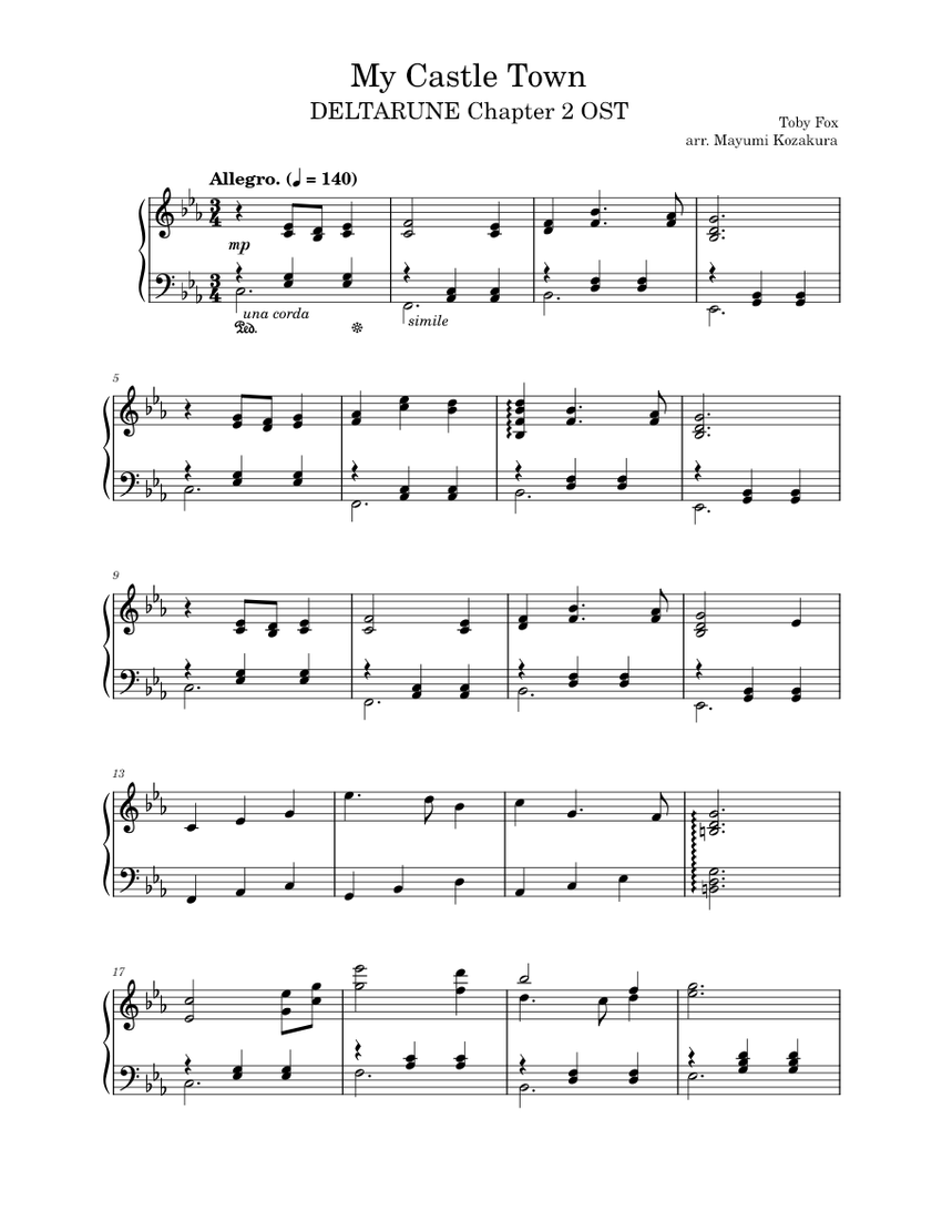 My Castle Town [Deltarune] - piano tutorial