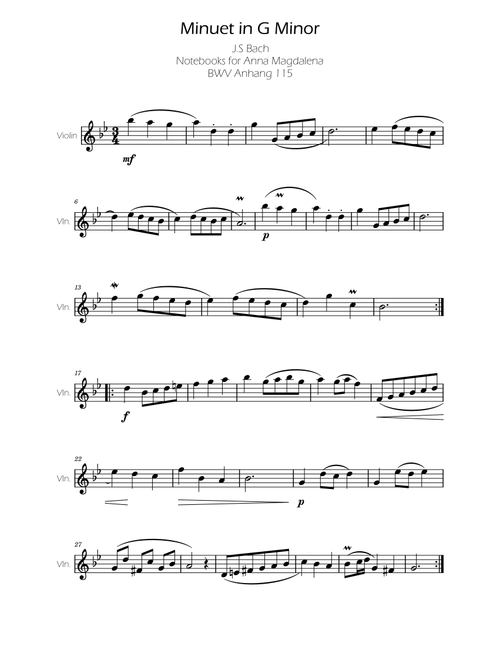 Minuet in G minor BWV Anh. 115 - Bach - Violin (Arr. Ygor Nunes) - Johann Sebastian Bach (Violin Solo)