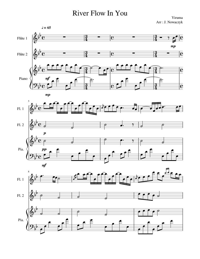 River Flow In You 2 flutes & piano Sheet music for Piano, Flute (Mixed