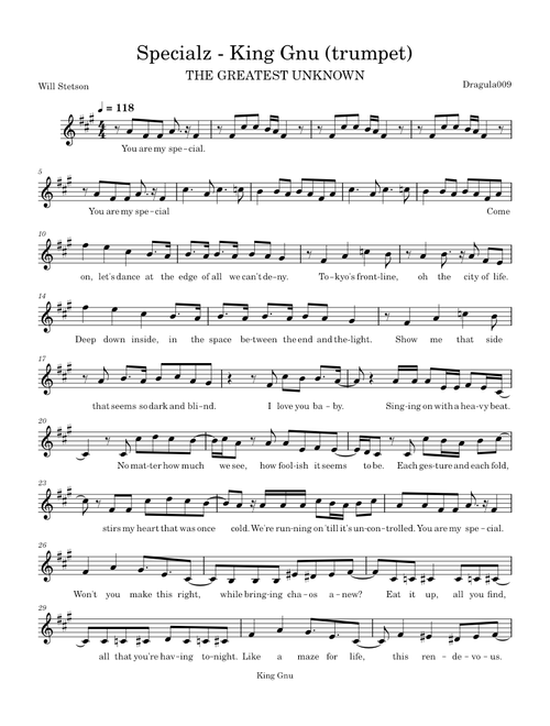 SPECIALZ – King Gnu Specialz - King Gnu  trumpet