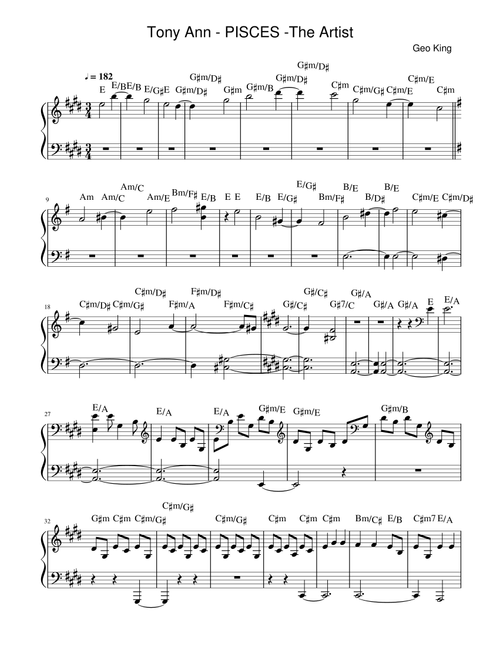 PISCES -The Artist (Arr. Gregory King) - Tony Ann (Easy Piano)