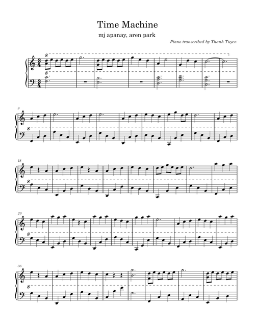 Time machine (ft. aren park) – mj apanay [EASY piano version]