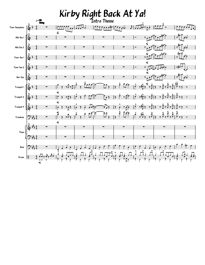 Kirby Right Back At Ya! Sheet music for Piano, Trombone, Saxophone alto,  Saxophone tenor & more instruments (Mixed Ensemble) 