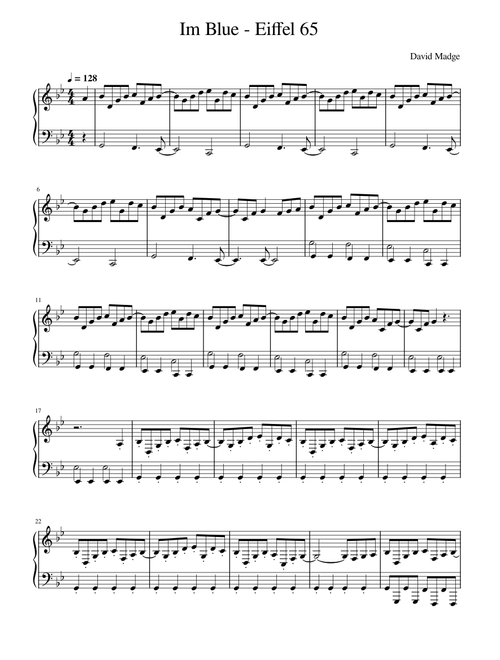 I'm Blue - Eiffel 65 - Piano