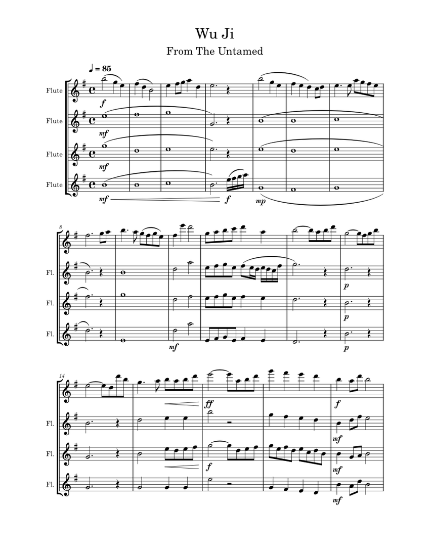 Wu Ji Flute Quartet Sheet music for Flute (Woodwind Quartet