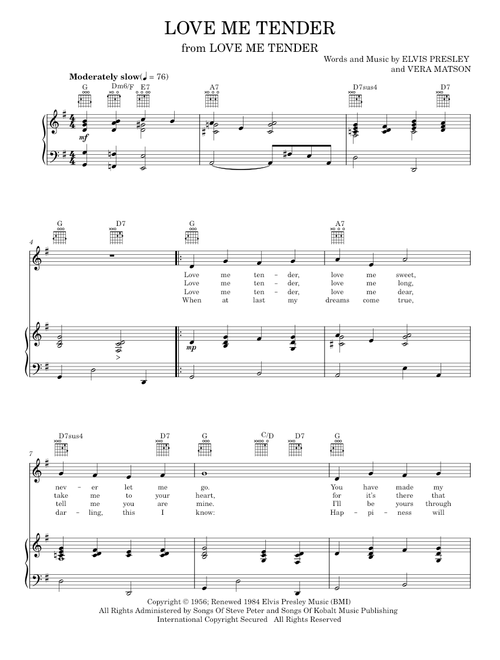 Love me tender - Elvis Presley (Piano-Vocal-Guitar)