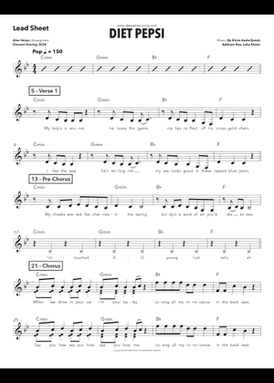 Diet Pepsi – Addison Rae Sheet Music for Piano (Solo) | MuseScore.com