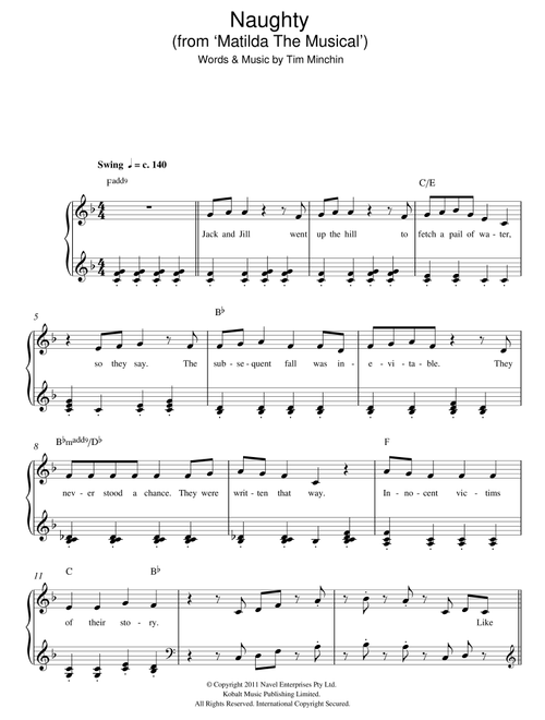 Naughty (From 'Matilda The Musical') - Tim Minchin (Easy Piano)